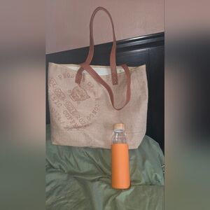 Nespresso tote and glass water bottle